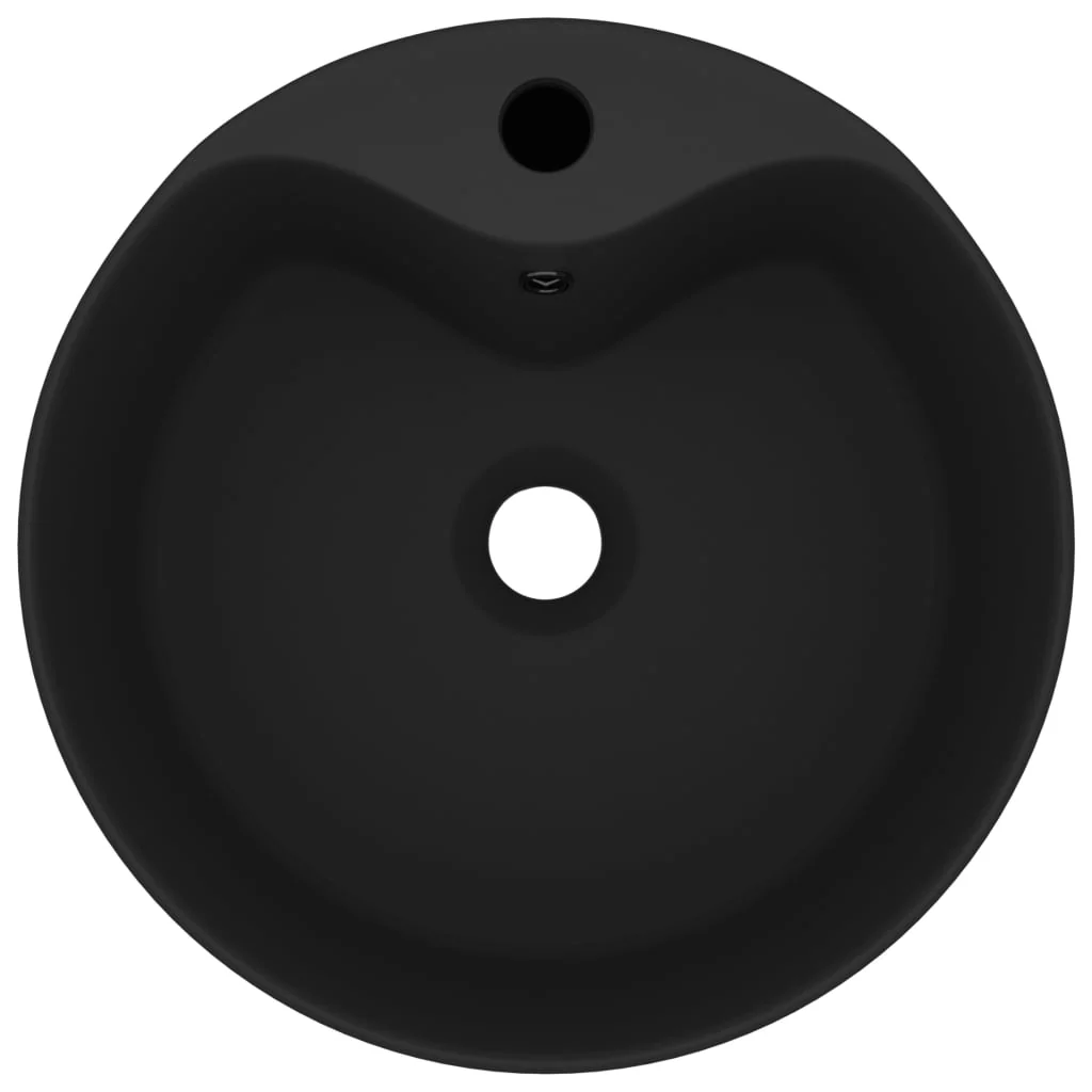 luksuriøs håndvask med overløb 36x13 cm keramik mat sort - Image 3