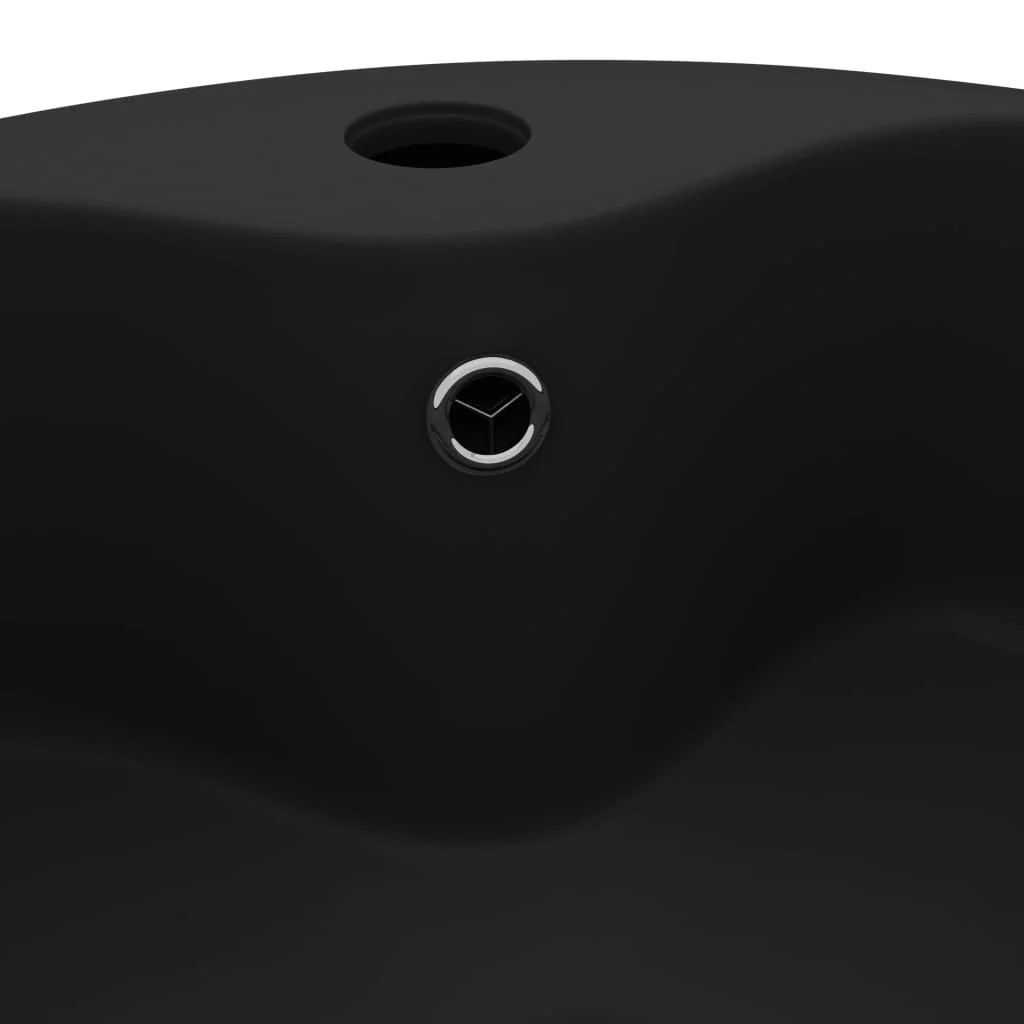 luksuriøs håndvask med overløb 36x13 cm keramik mat sort - Image 5