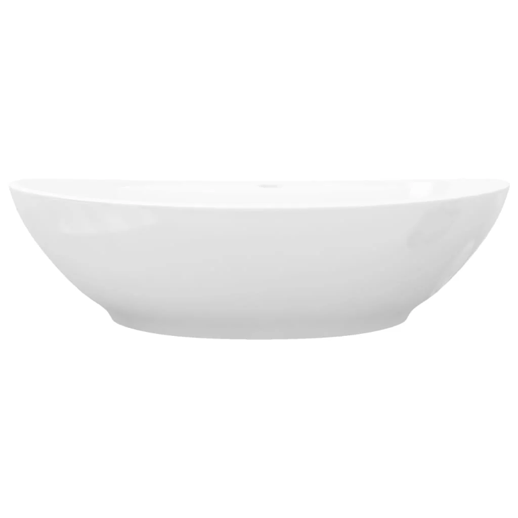 Luksuriøs håndvask med overløbshul og afløbshul oval keramik - Image 5