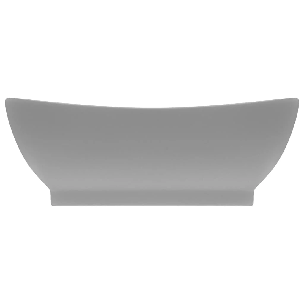 luksuriøs håndvask overløb 58,5x39 cm keramik oval mat lysegrå - Image 3