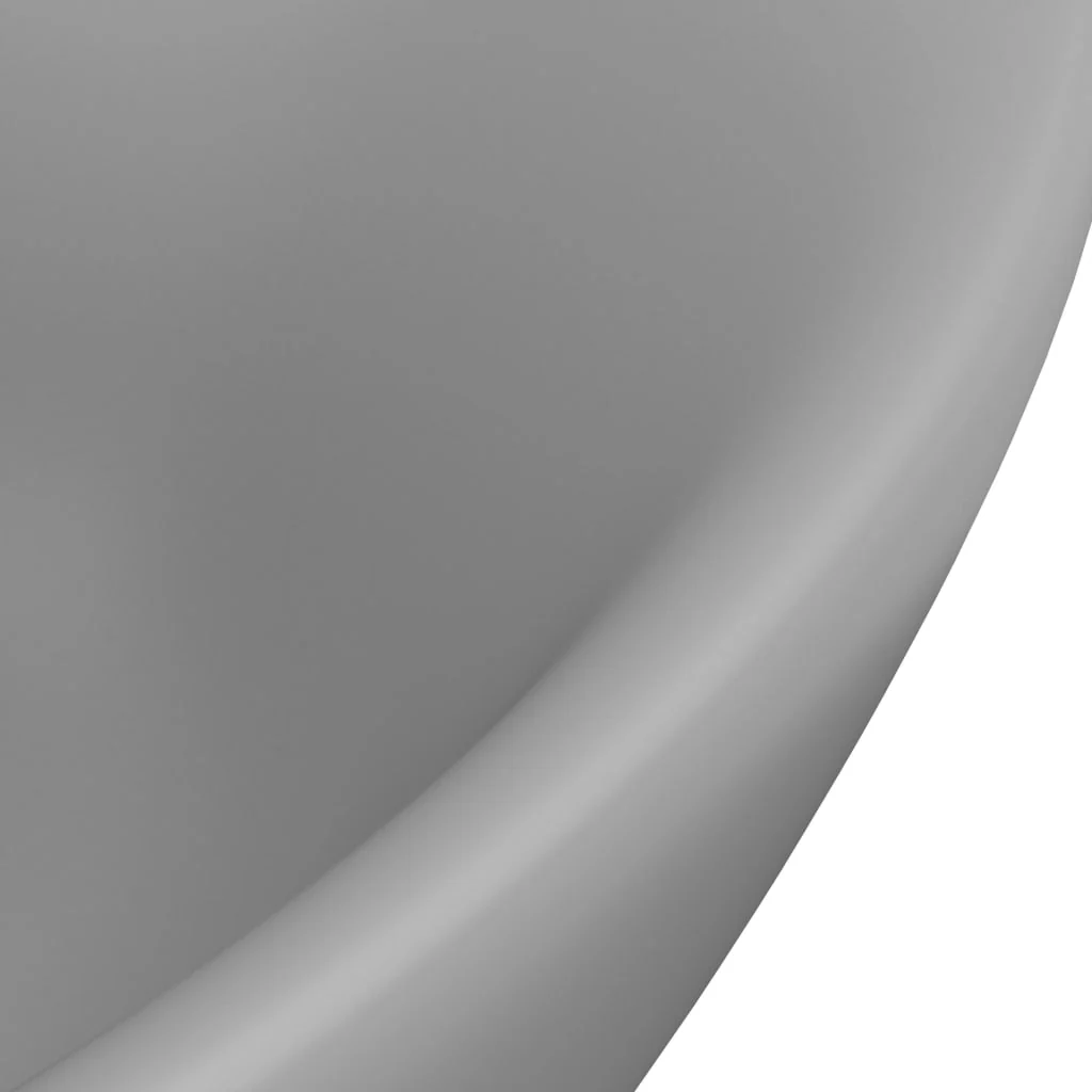 luksuriøs håndvask overløb 58,5x39 cm keramik oval mat lysegrå - Image 5