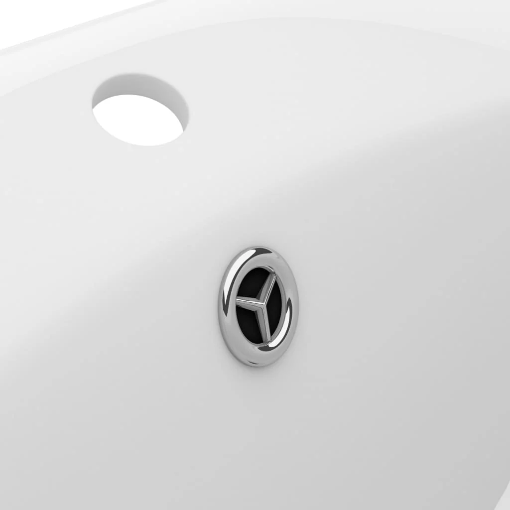 luksuriøs håndvask overløb 58,5x39 cm keramisk oval mat hvid - Image 6