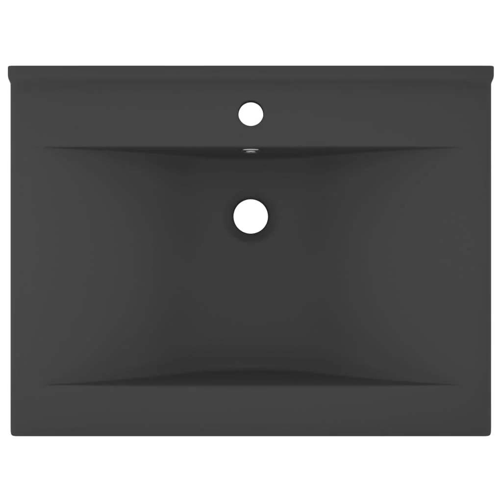 luksuriøs håndvask vandhanehul 60x46 cm keramik mat mørkegrå - Image 3