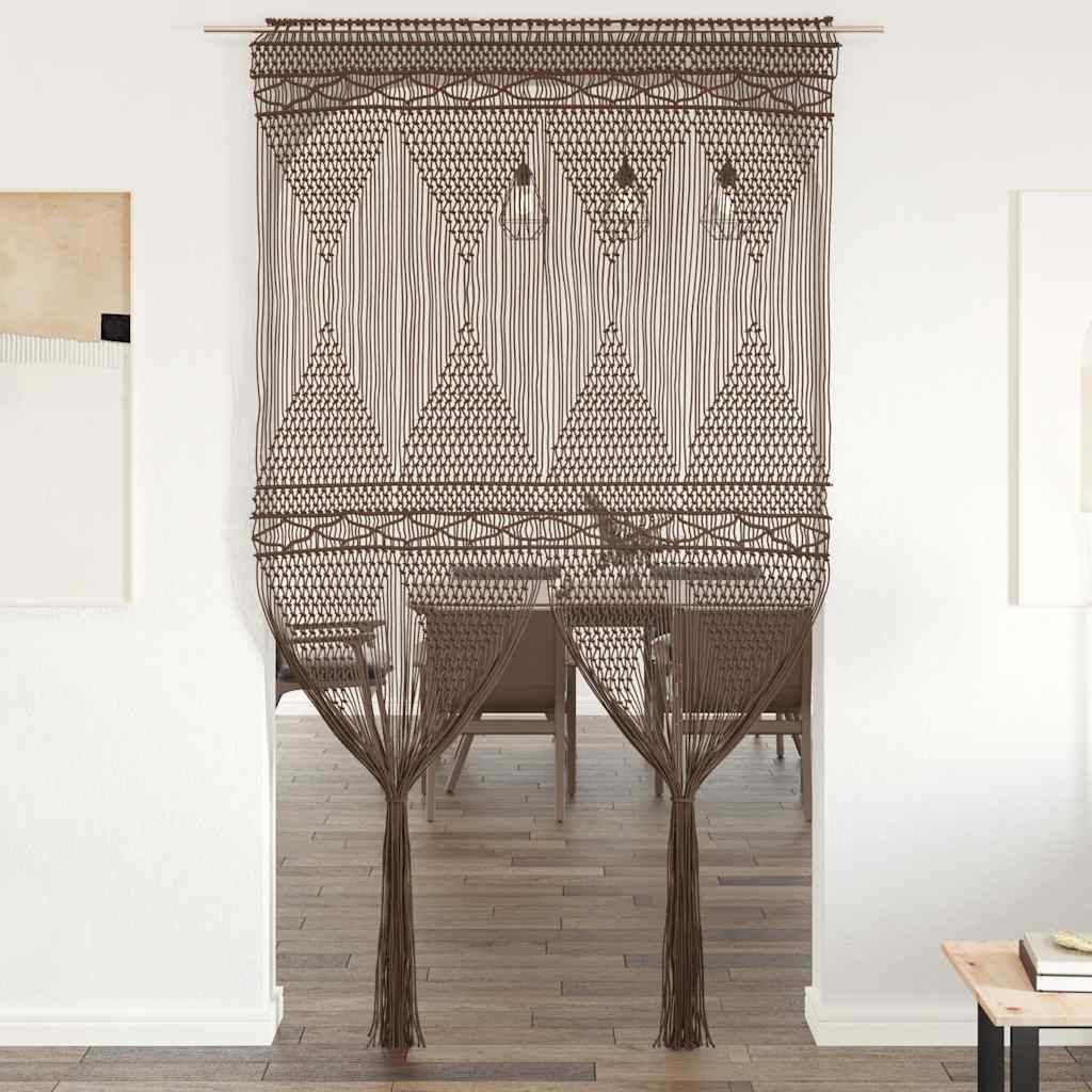 macramégardin 140x240 cm bomuld gråbrun