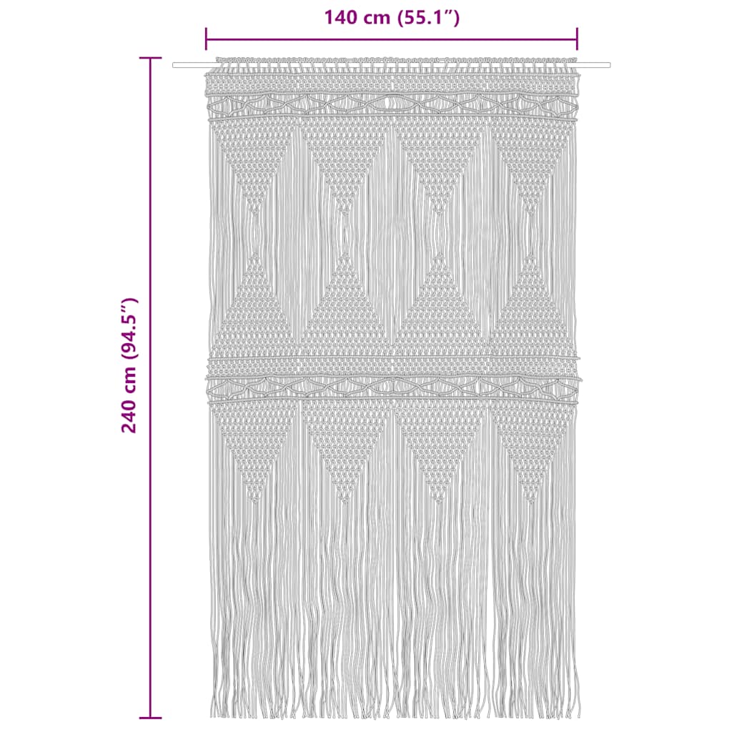 macramégardin 140x240 cm bomuld gråbrun - Image 6