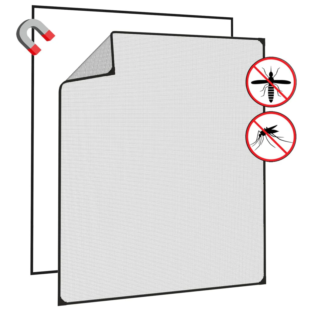 magnetisk insektnet til vinduer 130x150 cm antracitgrå - Image 4