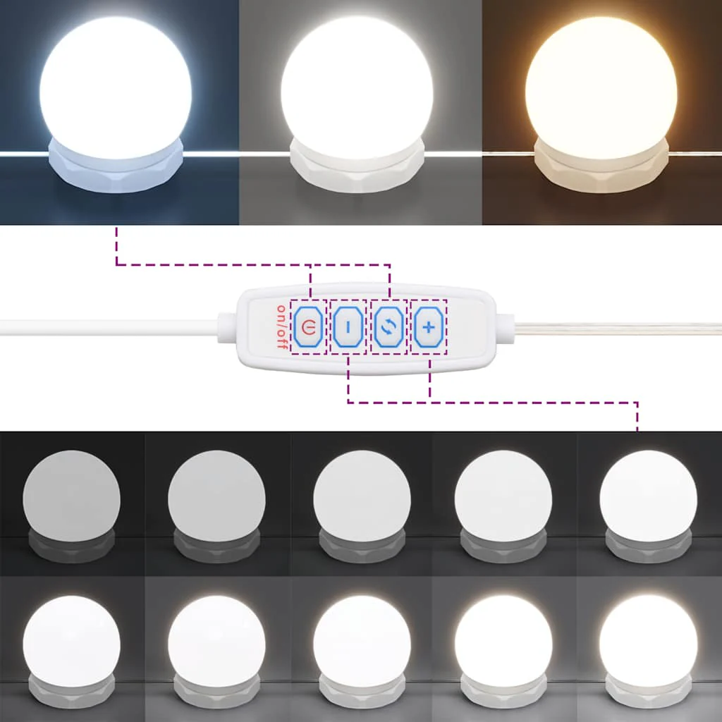 makeupbord med LED-lys 60x40x140 cm betongrå - Image 10
