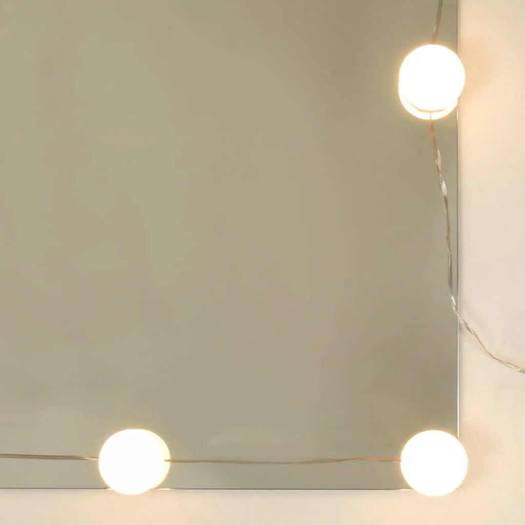 makeupbord med LED-lys 86,5x35x136 cm brun egetræsfarve - Image 7