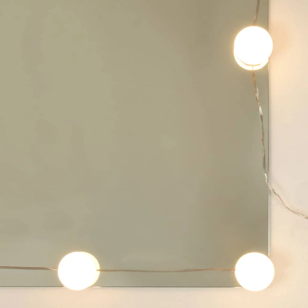 makeupbord med LED-lys 86,5x35x136 cm røget egetræsfarve - Image 7