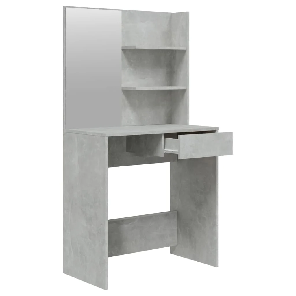 makeupbord med spejl 74,5x40x141 cm betongrå - Image 7