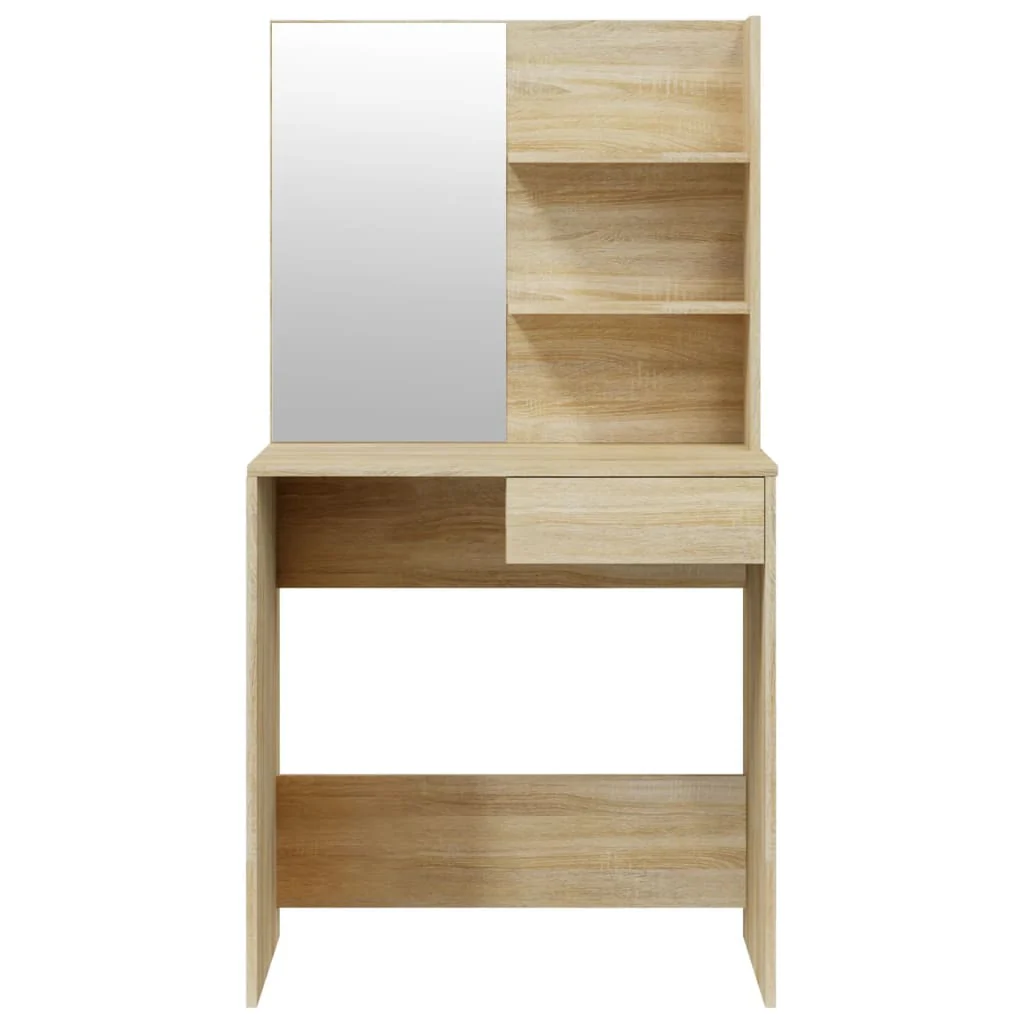 makeupbord med spejl 74,5x40x141 cm sonoma-eg - Image 6
