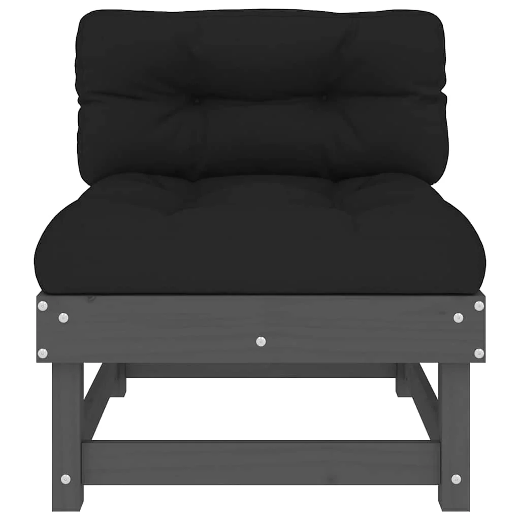 midtermodul med hynder massivt fyrretræ grå - Image 3