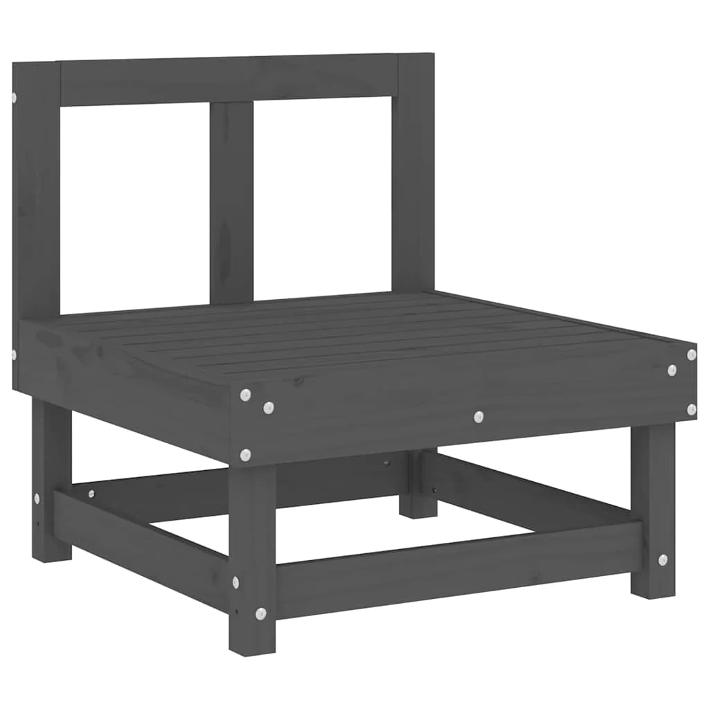 midtermodul med hynder massivt fyrretræ grå - Image 4