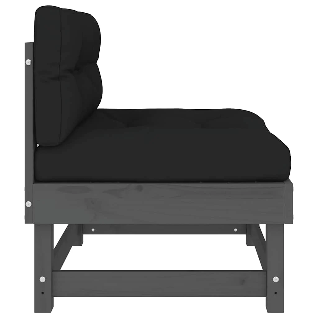 midtermodul med hynder massivt fyrretræ grå - Image 5