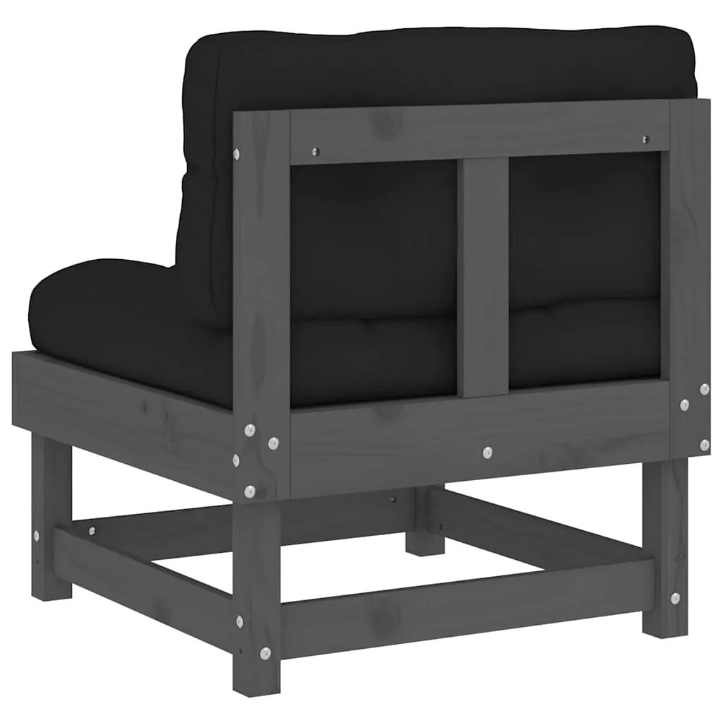 midtermodul med hynder massivt fyrretræ grå - Image 6