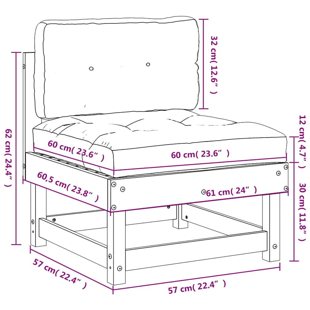 midtermodul med hynder massivt fyrretræ grå - Image 8