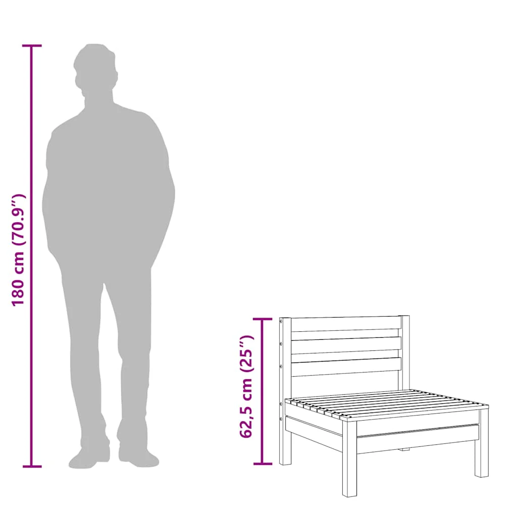 midtermodul til havesofa massivt fyrretræ - Image 6