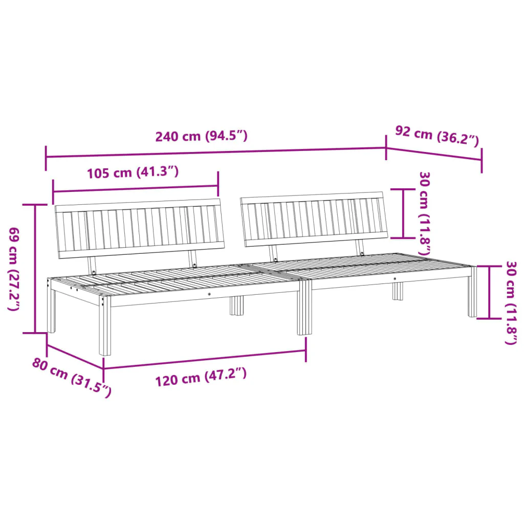 midtermoduler 2 stk. til pallesofa massivt akacietræ - Image 7