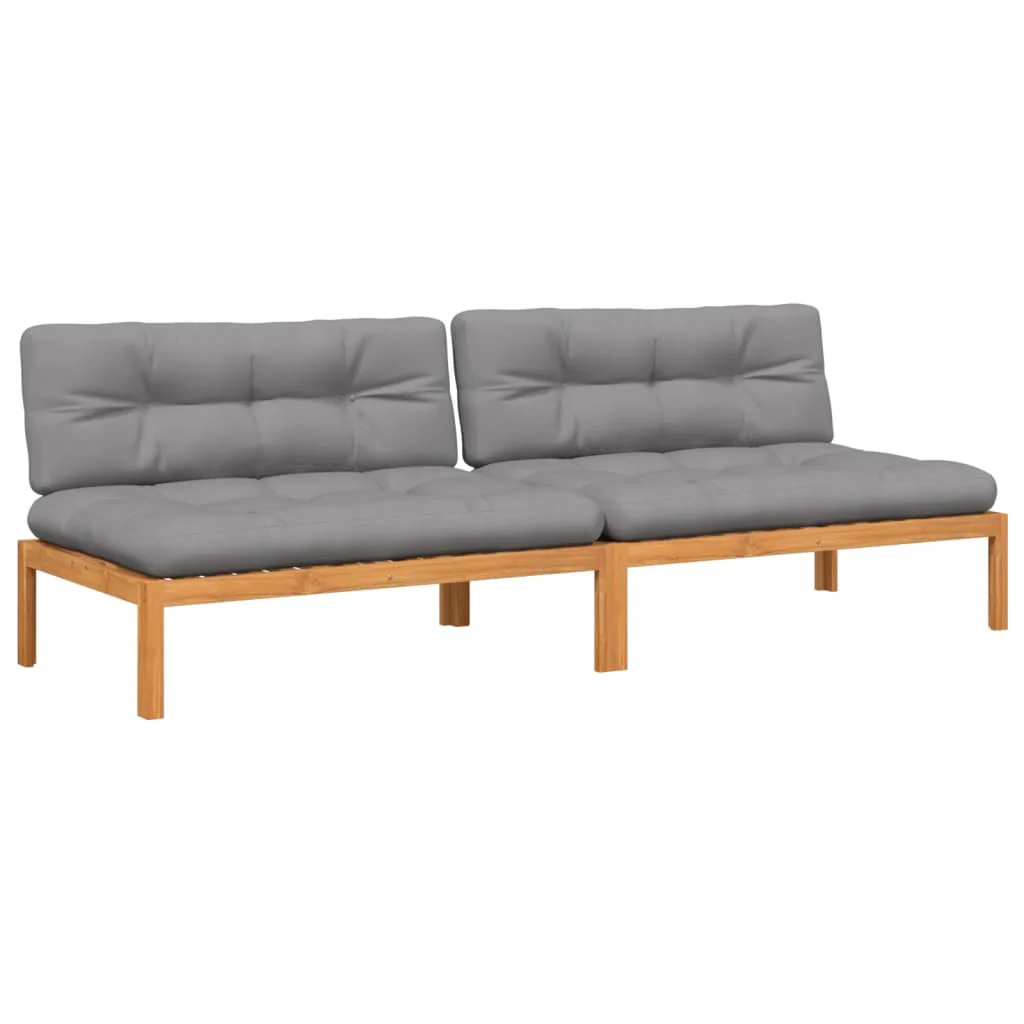 midtermoduler til pallesofa 2 stk. med hynder massivt akacietræ - Image 2