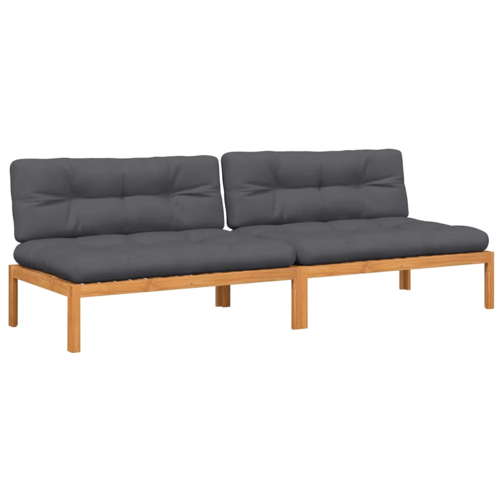midtermoduler til pallesofa 2 stk. med hynder massivt akacietræ - Image 2