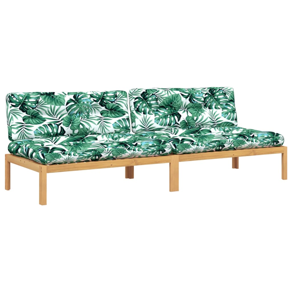 midtermoduler til pallesofa 2 stk. med hynder massivt akacietræ - Image 2
