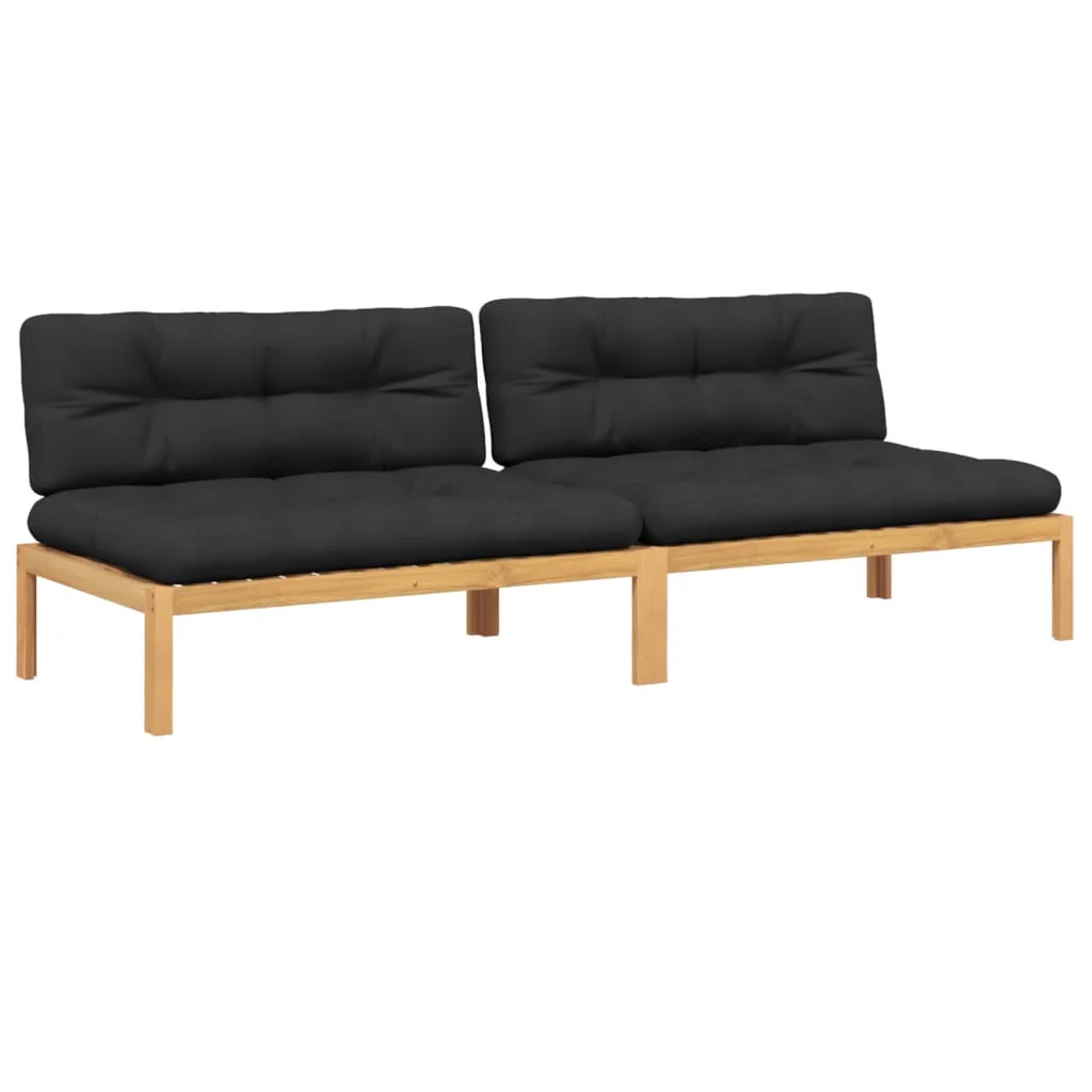 midtermoduler til pallesofa 2 stk. med hynder massivt akacietræ - Image 2