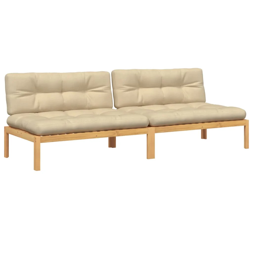 midtermoduler til pallesofa 2 stk. med hynder massivt akacietræ - Image 2