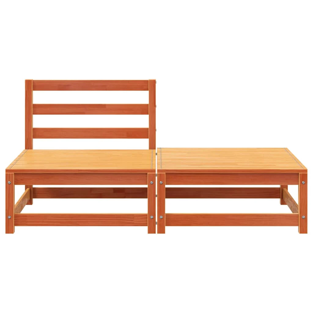 modul til havesofa u. armlæn fodskammel massivt træ brun - Image 4