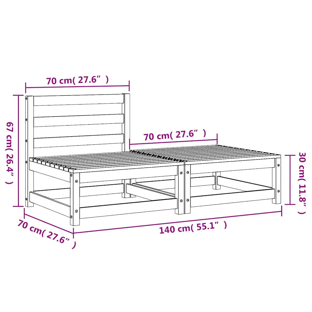 modul til havesofa u. armlæn fodskammel massivt træ brun - Image 9