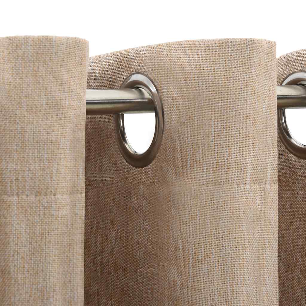 mørklægningsgardin m. øjer 290x245 hør-look cm beige - Image 3