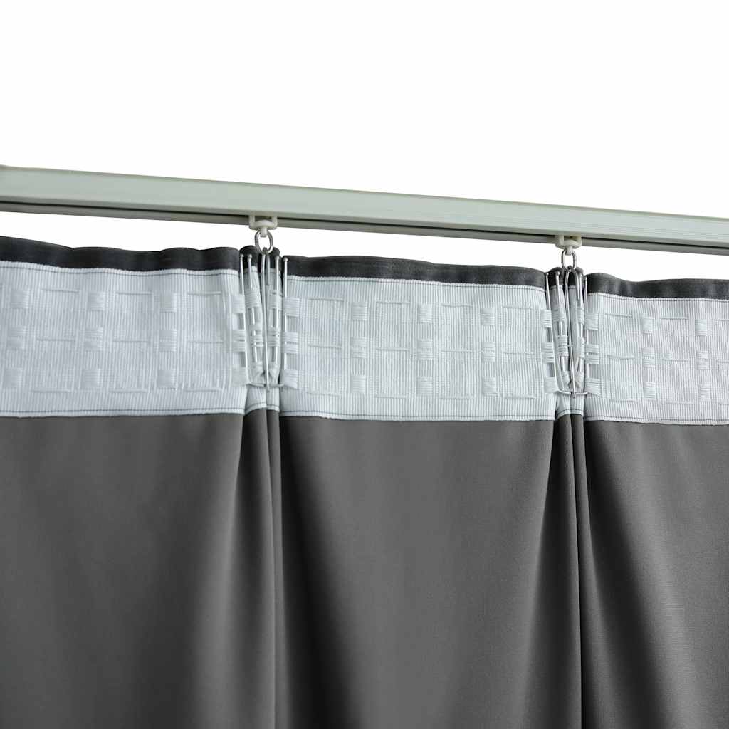mørklægningsgardin med kroge 290 x 245 cm fløjl antracitgrå - Image 4