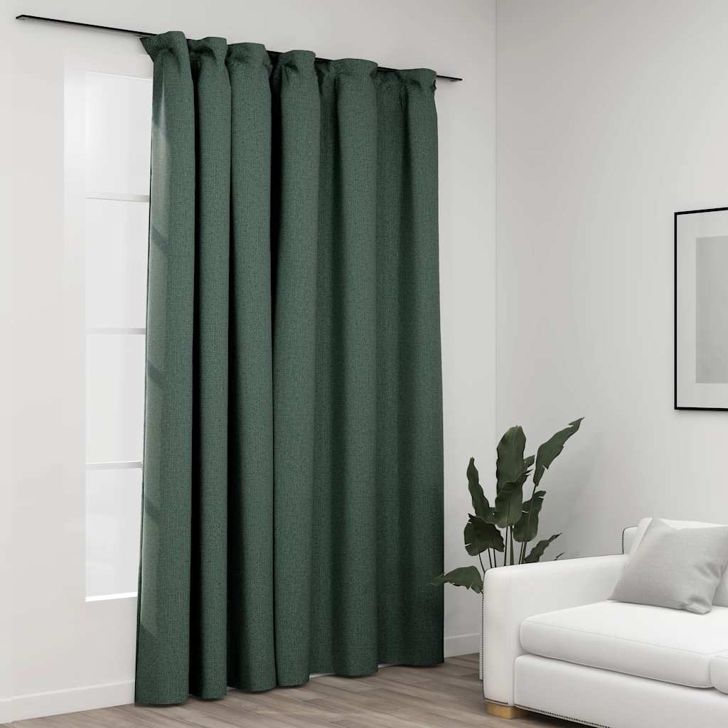 mørklægningsgardin med kroge hør-look 290x245 cm grøn