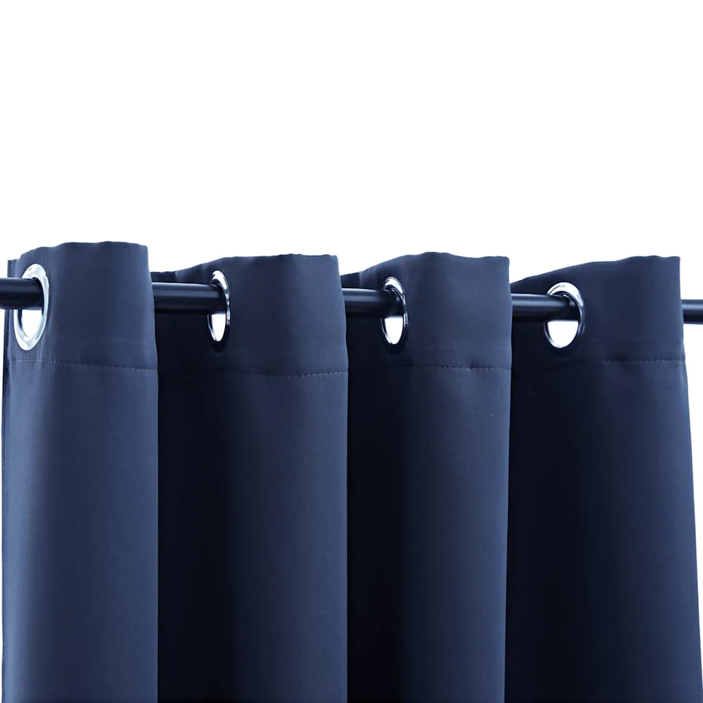 mørklægningsgardin med metalringe 290 x 245 cm blå - Image 3