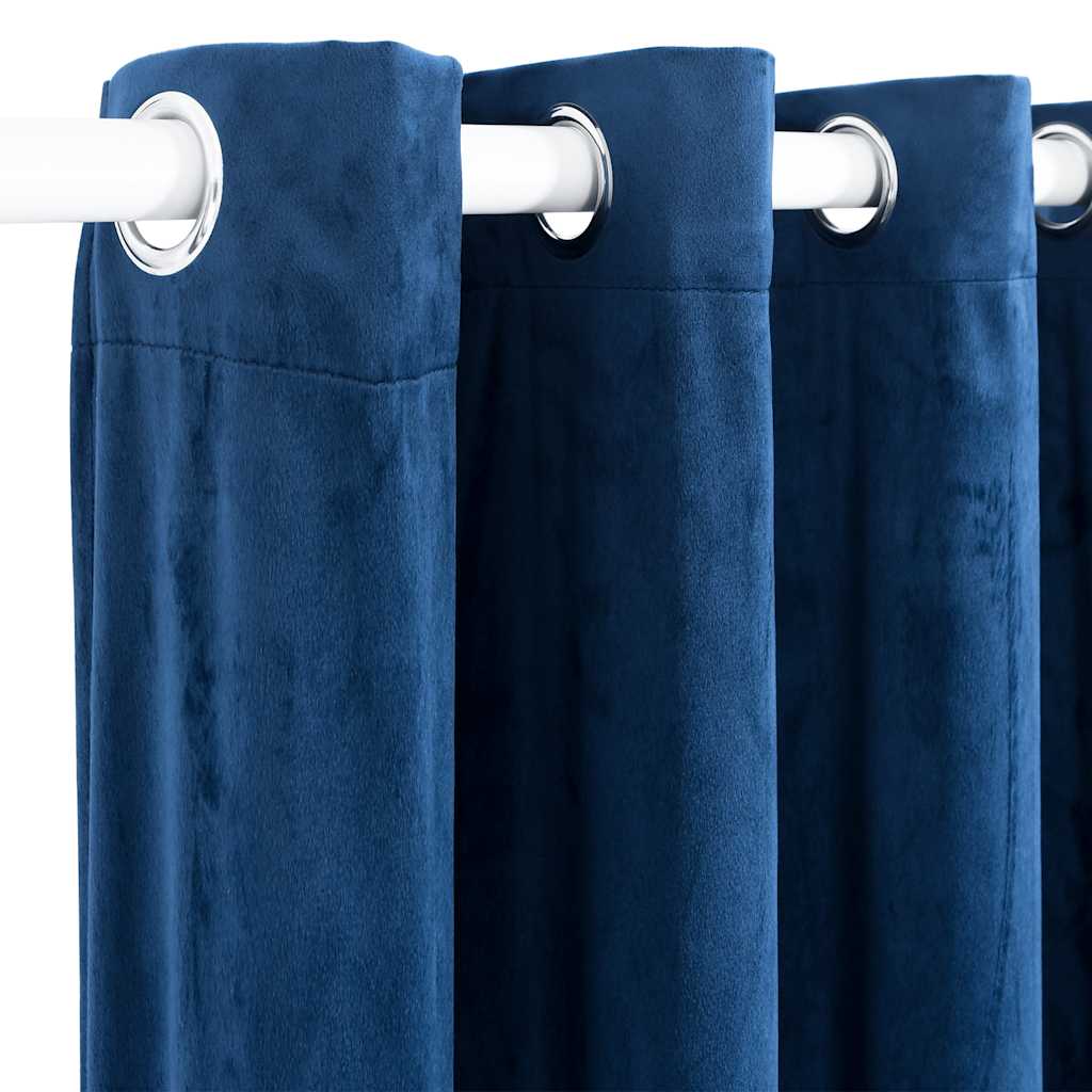 mørklægningsgardin med metalringe 290 x 245 cm mørkeblå - Image 4