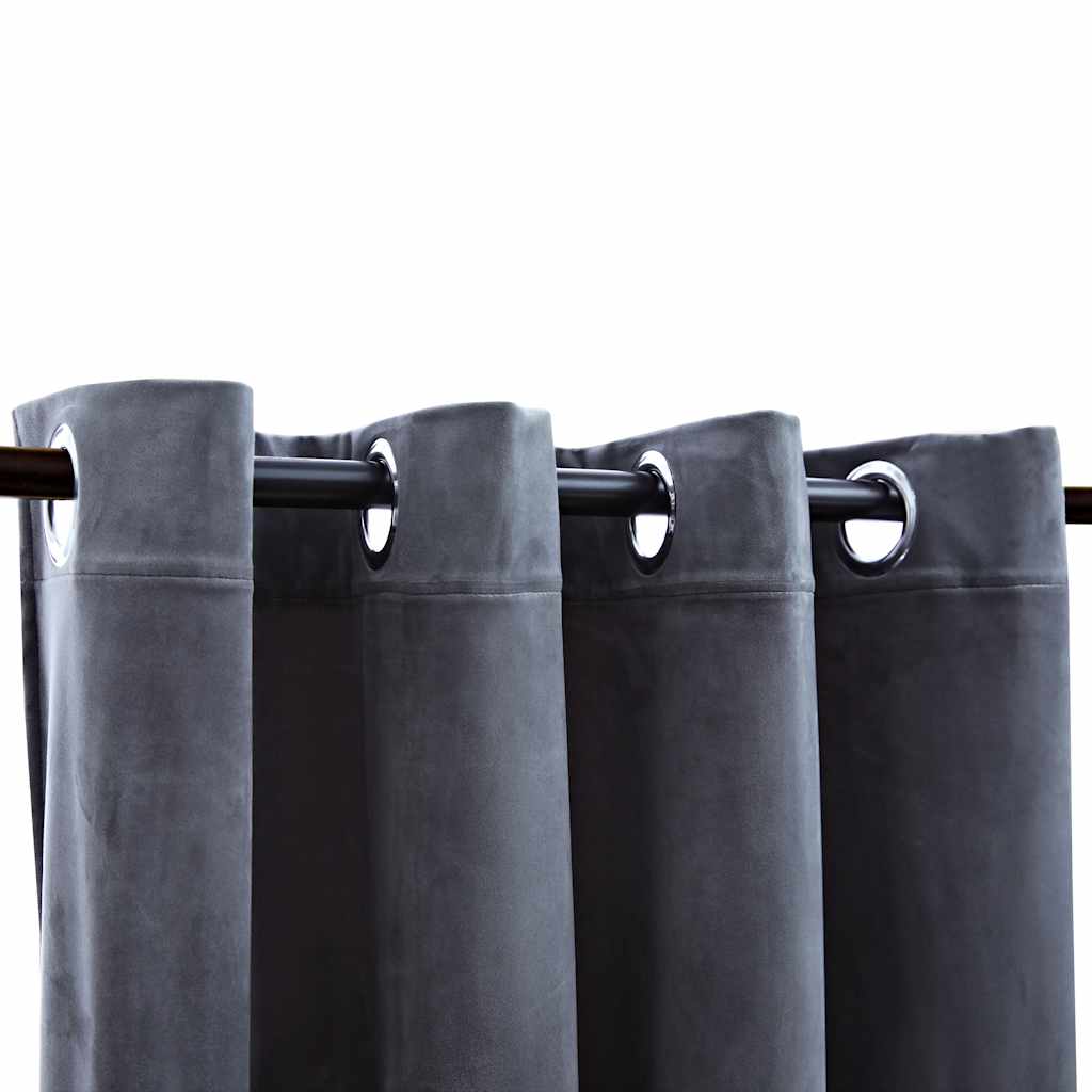 mørklægningsgardin med metalringe 290x245 cm fløjl antracitgrå - Image 4