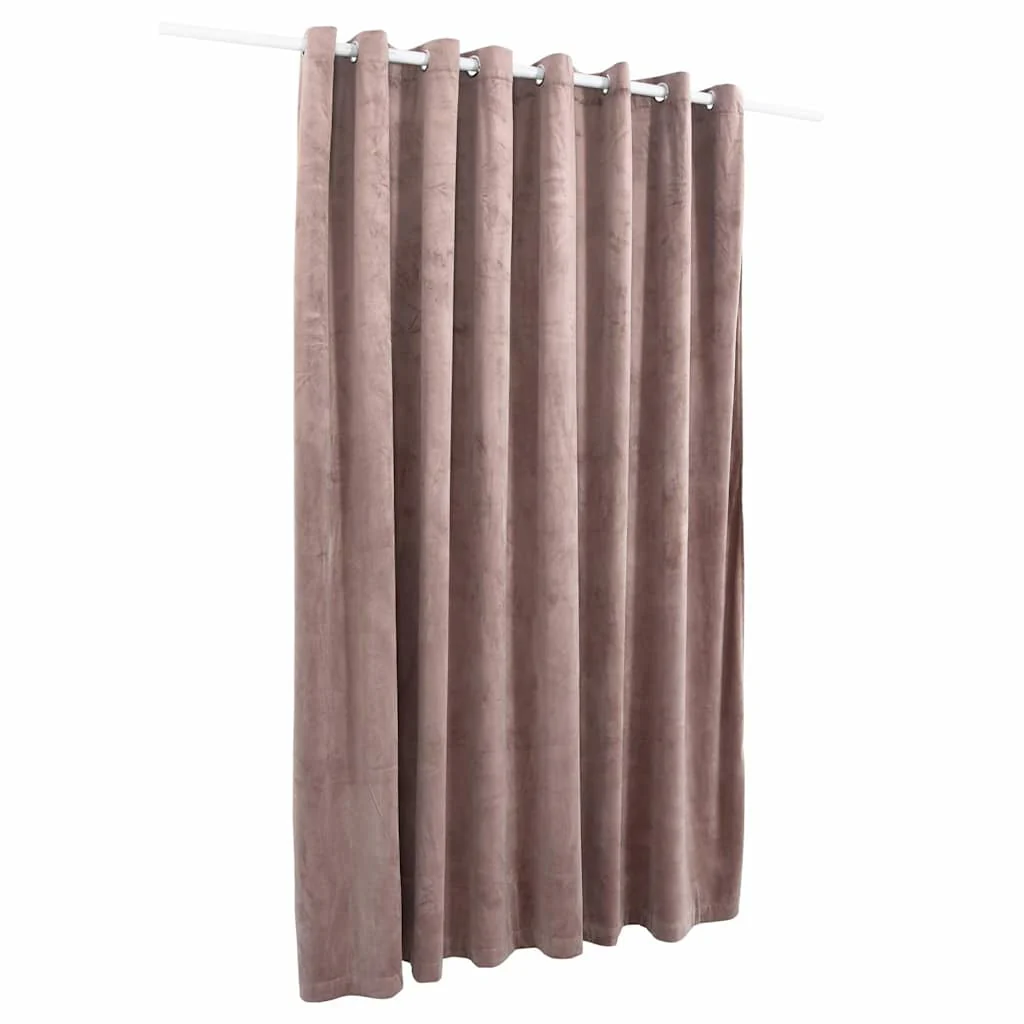 mørklægningsgardin med metalringe 290x245 cm fløjl gammelrosa - Image 3