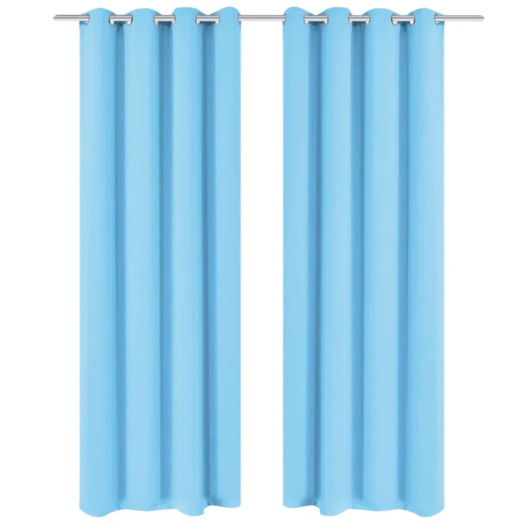 mørklægningsgardin med metalsnøreringe 270x245 cm turkis - Image 2