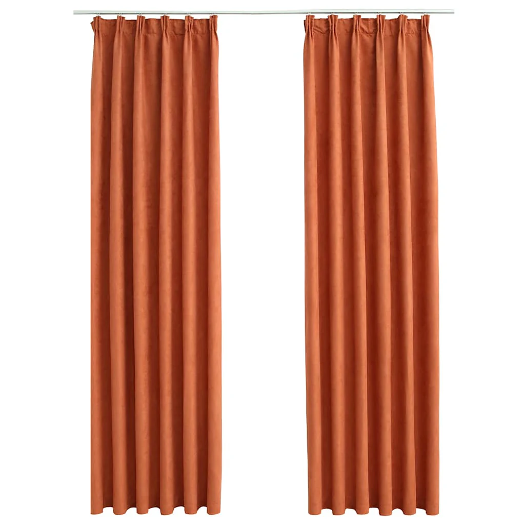 mørklægningsgardiner 2 stk. med kroge 140 x 245 cm rustrød - Image 2