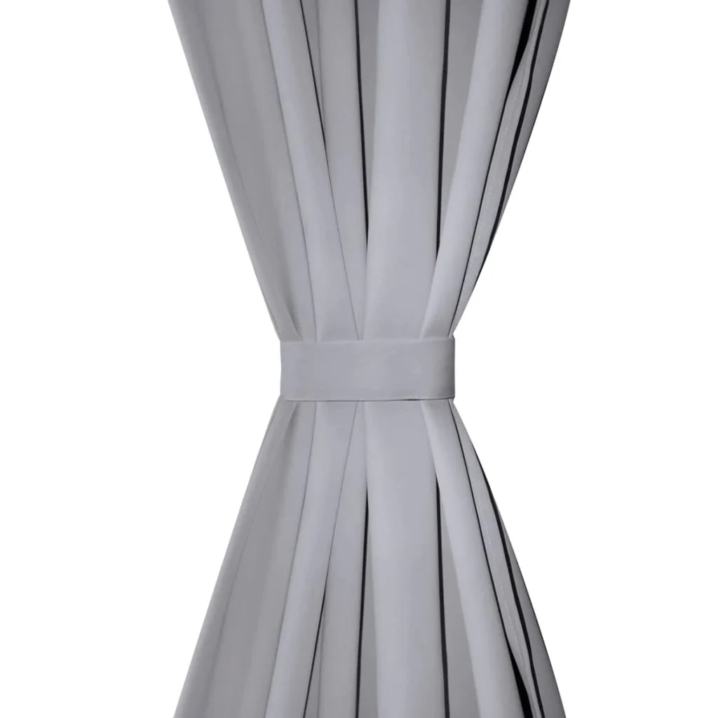 mørklægningsgardiner 2 stk. med metalsnøreringe 135x175 cm grå - Image 3