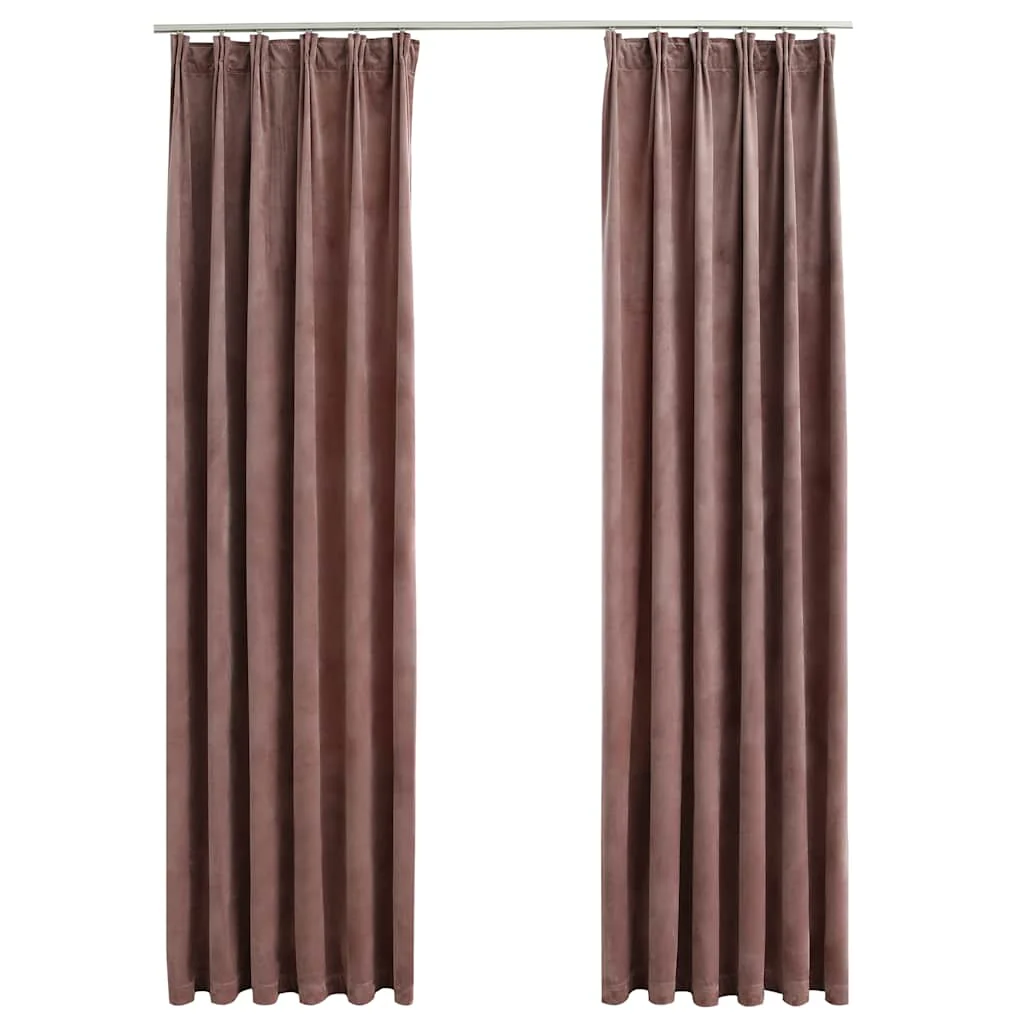 mørklægningsgardiner kroge 2 stk. 140x245 cm fløjl gammelrosa - Image 2