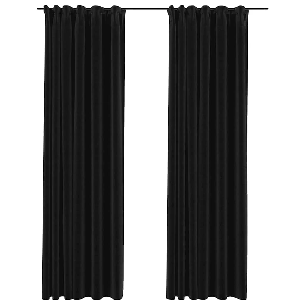 mørklægningsgardiner kroge 2 stk. hør-look 140x245 cm antracit - Image 2