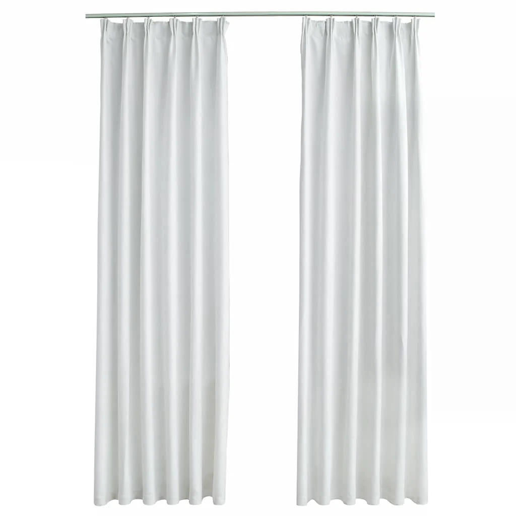 mørklægningsgardiner med kroge 2 stk. 140 x 225 cm råhvid - Image 2