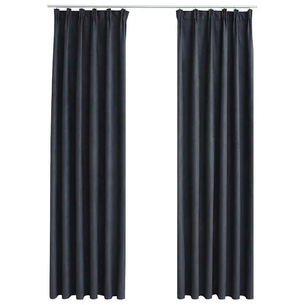 mørklægningsgardiner med kroge 2 stk. 140 x 245 cm antracitgrå - Image 2