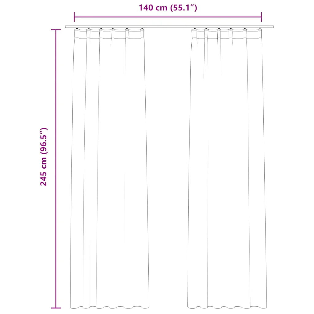 mørklægningsgardiner med kroge 2 stk. 140 x 245 cm fløjl sort - Image 7