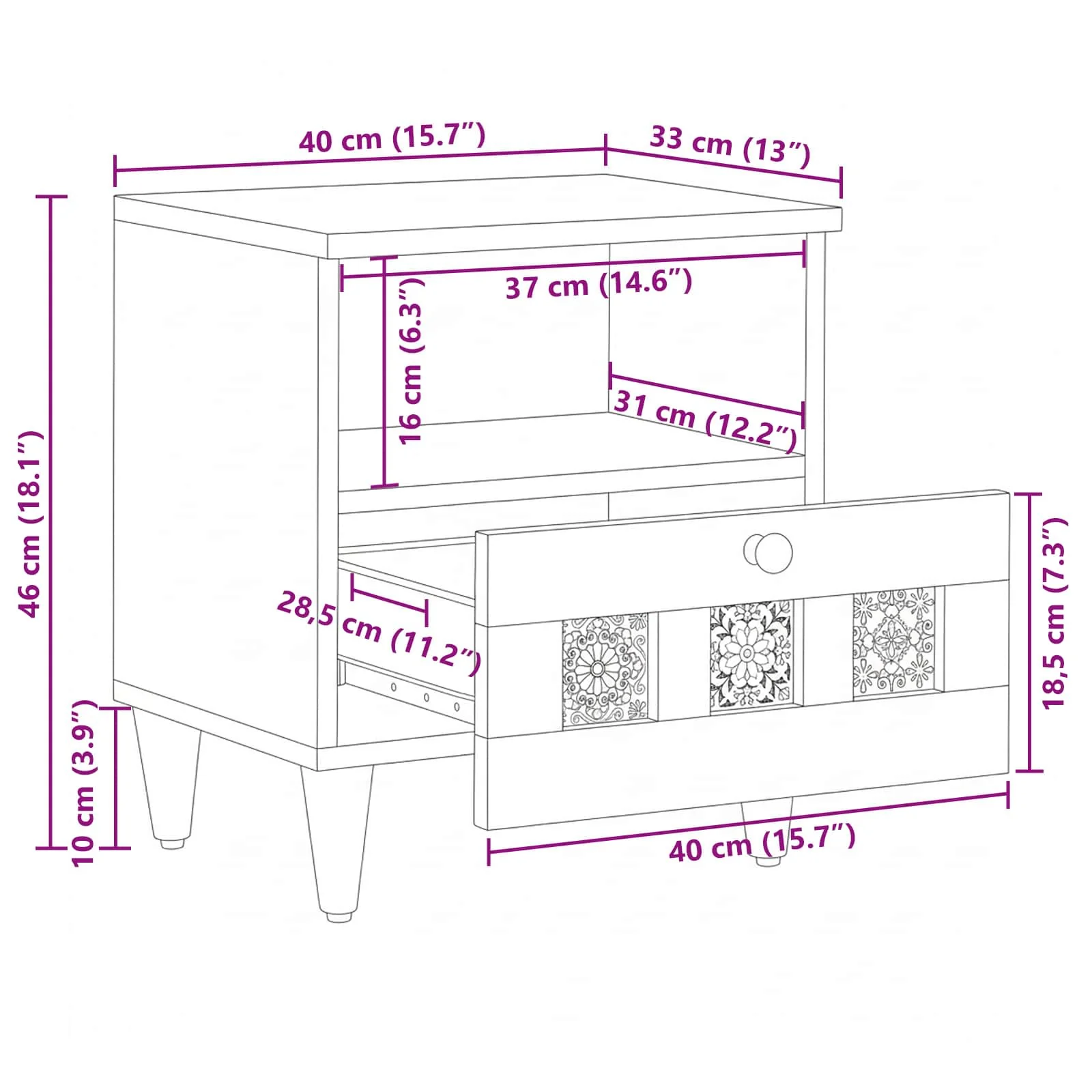 Natskab 2 pcs Naturfarvet 40 x 33 x 46 cm Massivt mangotræ - Image 11