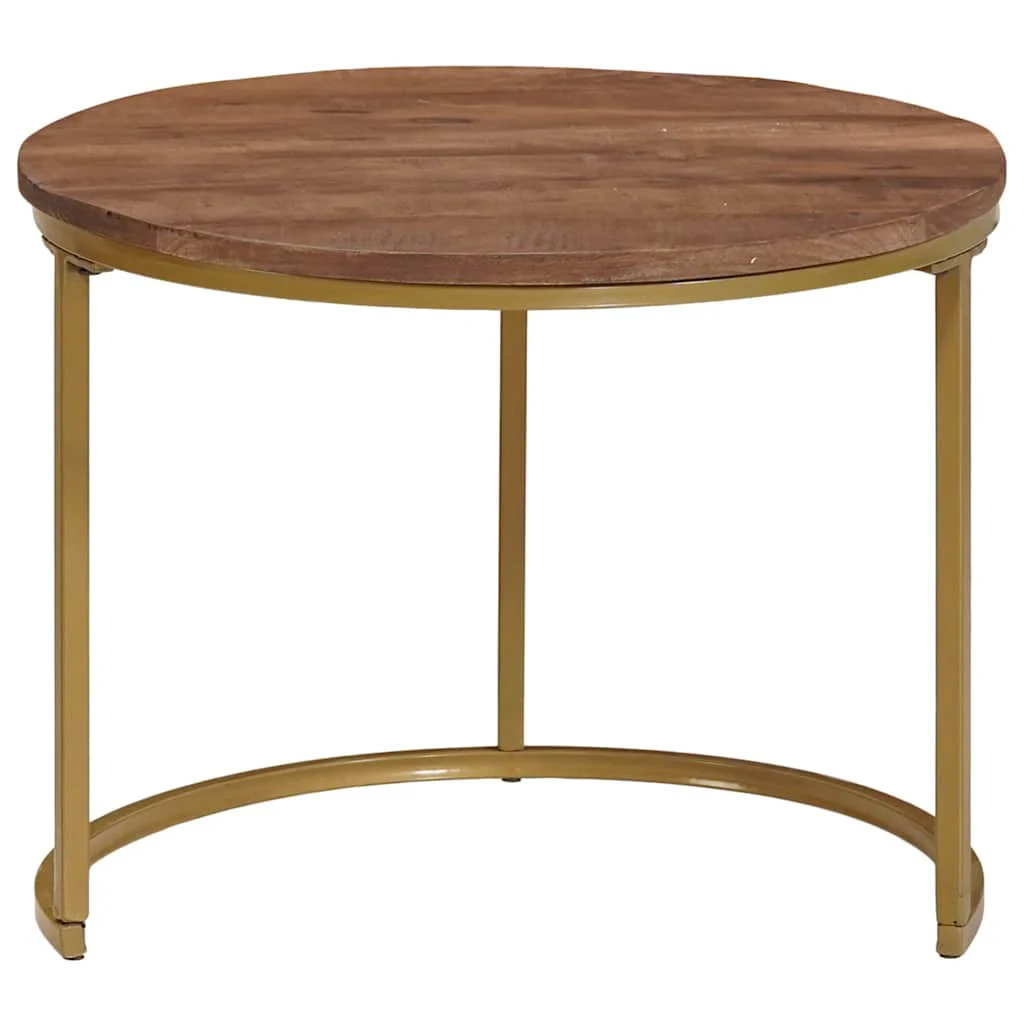 Nesting Kaffeborde 2 pcs Mørk Brun Massivt mangotræ og stål - Image 4
