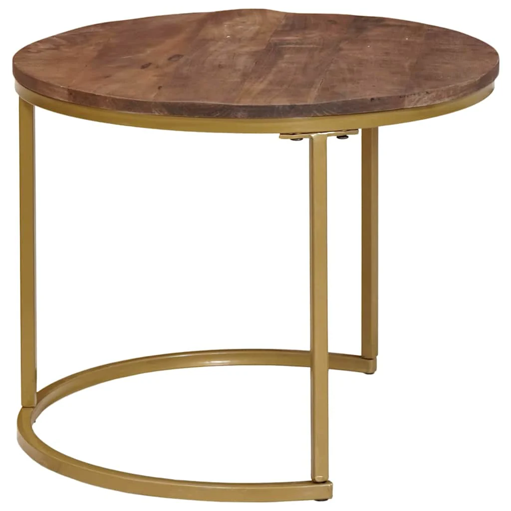 Nesting Kaffeborde 2 pcs Mørk Brun Massivt mangotræ og stål - Image 6