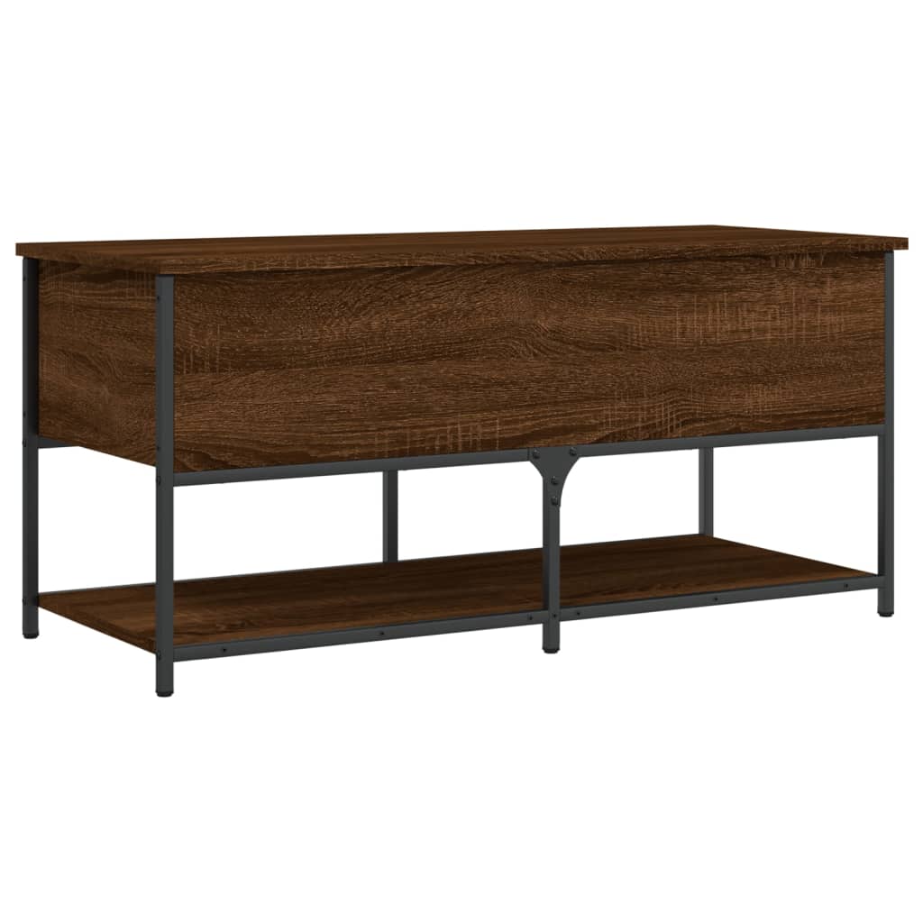 opbevaringsbænk 100x42,5x47 cm konstrueret træ brunt egetræ - Image 2