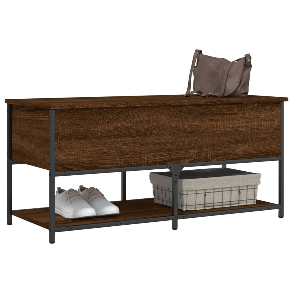 opbevaringsbænk 100x42,5x47 cm konstrueret træ brunt egetræ - Image 4