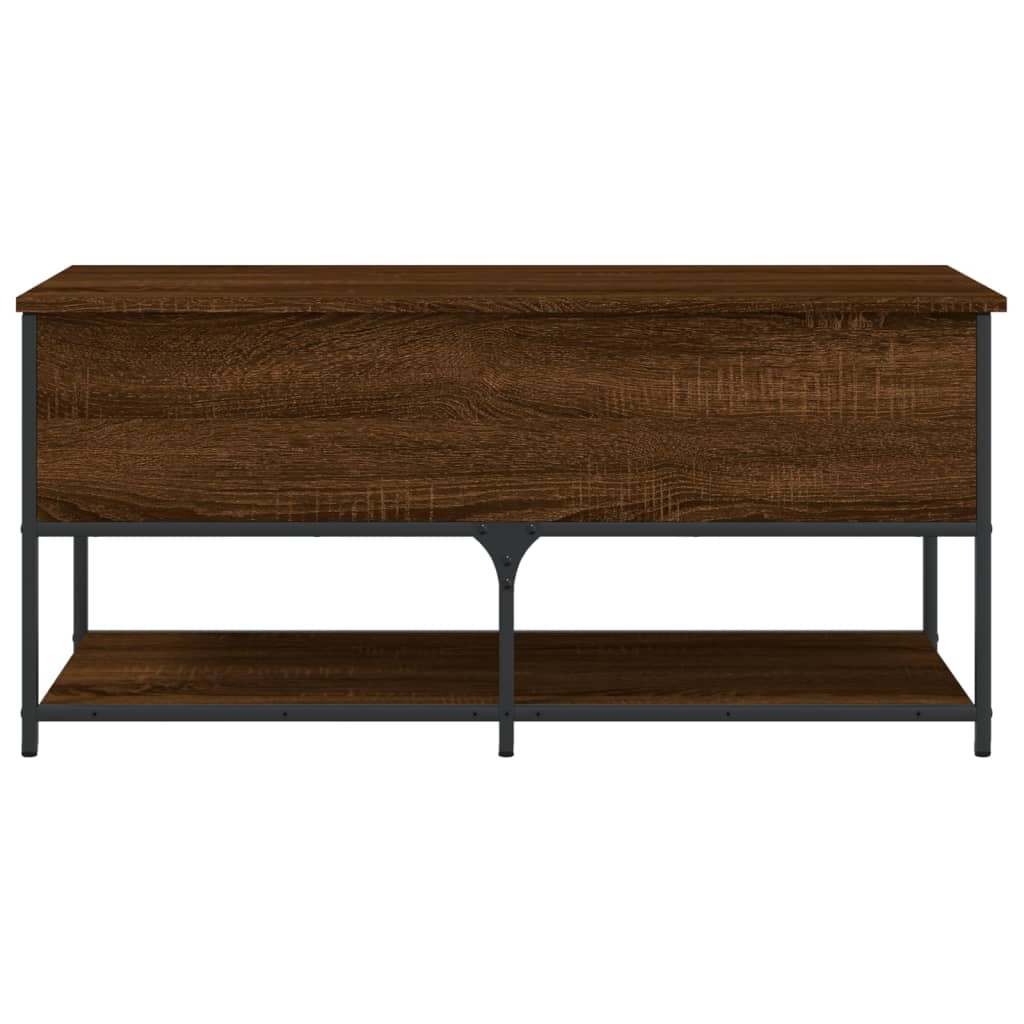 opbevaringsbænk 100x42,5x47 cm konstrueret træ brunt egetræ - Image 7